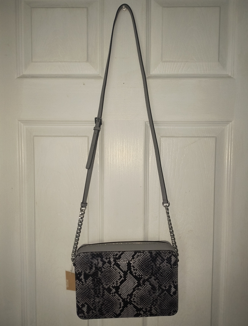 Michael Kors Black and Gray Snake Print Crossbody Bag NWT - Picture 8 of 10